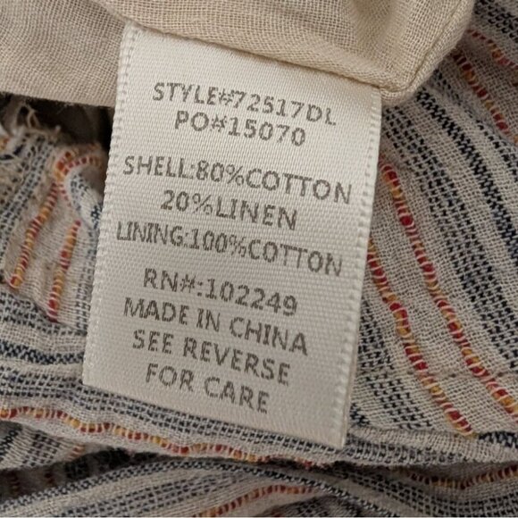 Skies are Blue Stripe Jumpsuit Womens Size Medium Blue Cotton Linen Wide Leg - Picture 7 of 13